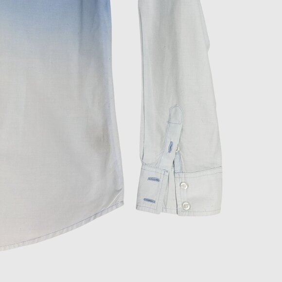 ST. Johns Bay Womens Gradient Blue To White Button-Up Long Sleeve Shirt Petite L - Picture 3 of 11